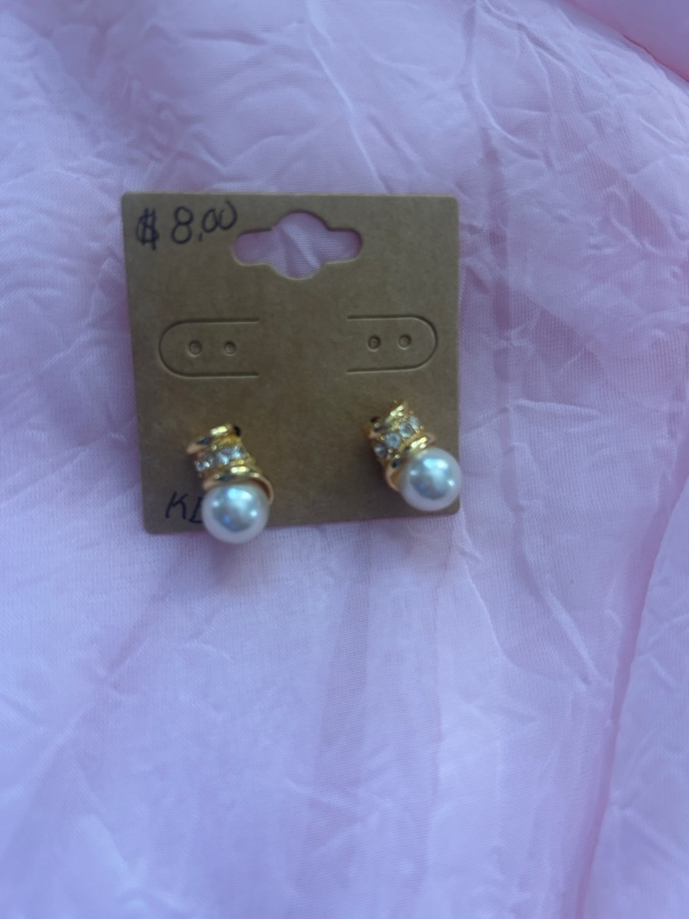 Gold-Tone Pearl Stud Earrings with Crystal Accents - Classic Women's Jewelry